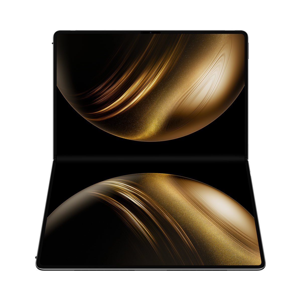 Manufacturer model illustration · Huawei MateBook Fold (2025) · Black · Open laptop position