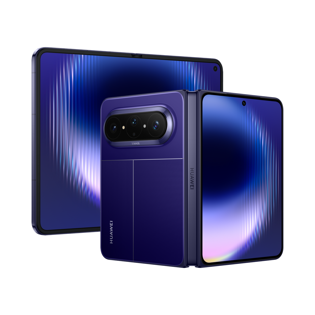 Manufacturer model illustration · Huawei Pura X Max · Blue · Open and folded design