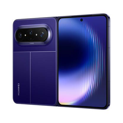 Manufacturer model illustration · Huawei Pura X Max · Blue · Angled unfolded rear