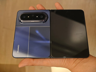 Actual photo - Huawei Pura X Max - Interstellar Blue - Unfolded rear and cover screen