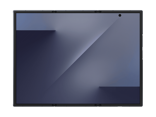 Manufacturer model illustration · Samsung Galaxy Z TriFold · Crafted Black · Fully unfolded front